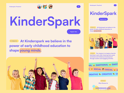 Kinderspark: Shaping the Future of Learning branding landing page product ui uiux user experience user interface ux web design website