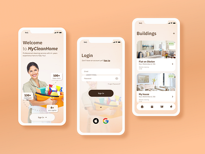 Cleaning service App UI app design app development application cleaning cleaning app design ionic ionic framework mobile design peach ui