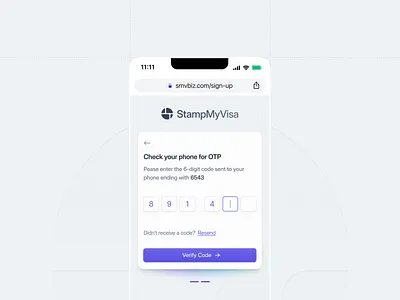 Verification code / OTP code mobile otp ui