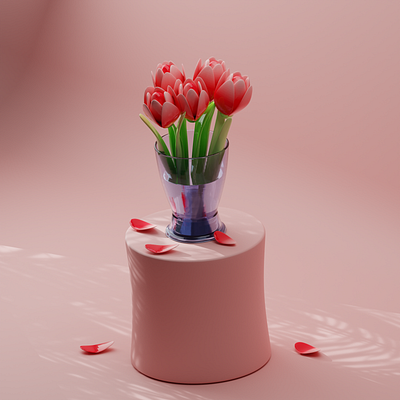 International Women's Day 3d 8marth blender cycles design flower graphic design holiday illustration modeling poly tulips women