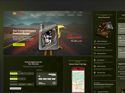 Oil & Gas Company Website Design - APL 3d animation attock petroluem branding design fuel card gas company graphic design illustration logo lubricant page design minimal motion graphics oil and gas typography ui ui design vector website redesign