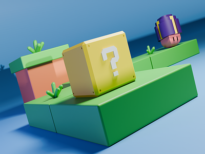 MARIO 3d 3d artist 3d illustration artwork blender blender3d concept art design game game art illustration isometric low poly mario ui ux