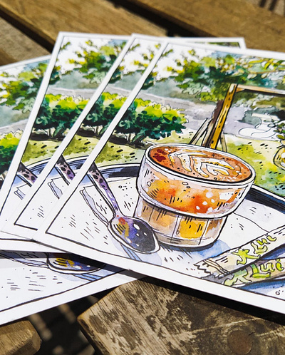 Lui Coffee | Tbilisi Cards cafe card charity coffee shop illustration postcard print sketch tbilisi watercolor