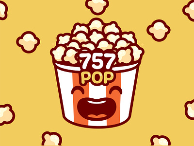 PopCorn character cinema corn cute happy illustration jaysx1 kawaii kid kids logo mascot movies outline pop popcorn vector