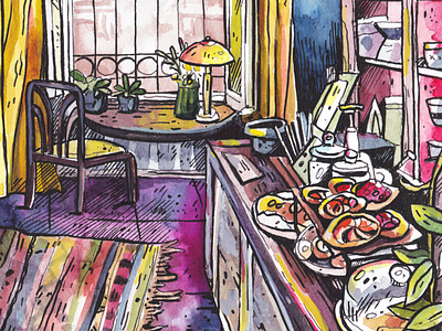 Coffee Place | Tbilisi Cards card charity coffee shop illustration interior postcard print sketch tbilisi watercolor