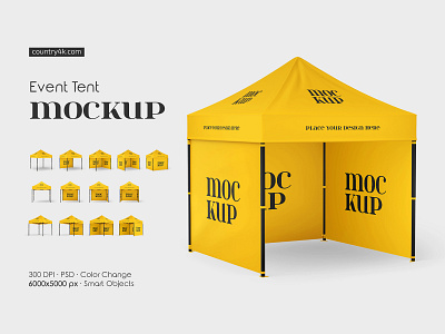 Event Tent Mockup Set booth camp canopy display event fair kiosk logo mockup mockups outdoor picnic promotion retail shelter stand store tent wall wedding