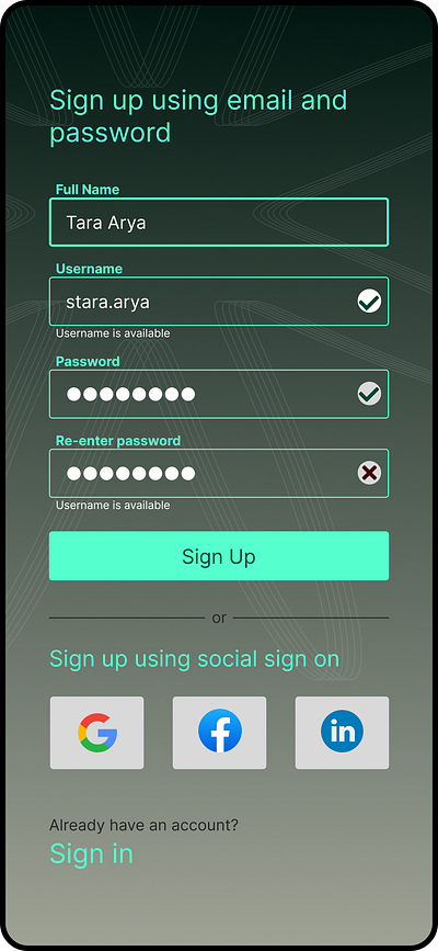 dailyui #001 - SignUp contrast dailyui design earthy neon signup typography ui ux