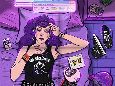 felt nostalgic might delete later 🖤⛓💜 art colorfull digital art digital painting drawing emocore girl graphic novel illustration music pintura quadrinho