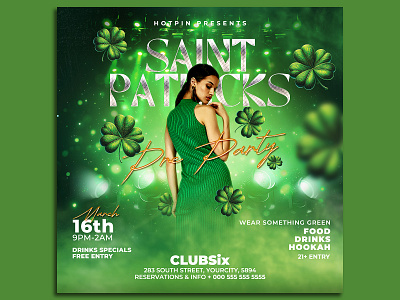 St. Patricks Day Flyer Template shamrock