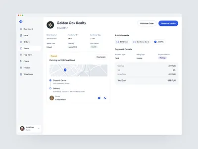 Redesign of the Logistic Management Tool app backoffice card chart clean dashboard details form information list logistic management map route simple status table tool transport web