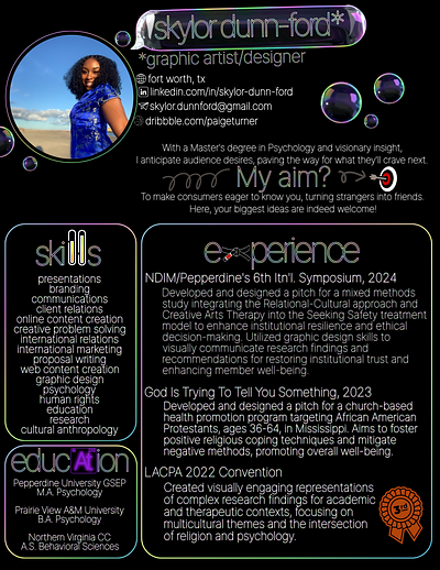 My Resume! adobe black and white bold canva graphic design rainbow resume