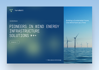 AeroWatt - Landing Page blue company energy graphic design green navy ui web design wind wind energy