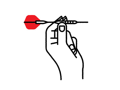 Bullseye aim black chris rooney dart fingers grip hand illustration red shoot throw thumb white