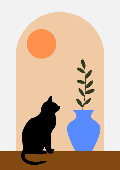 Gatinho na Janela - Dia design design grafico dia elementos gato graficos janela sol