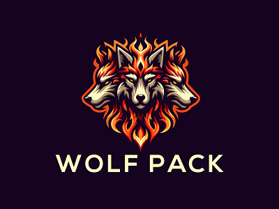 wolf Pack Logo alpha angry animal branding dangerous forest fur grey head hunter illustration pack sharp silhouette ui ux vector wild wolfpack wolves