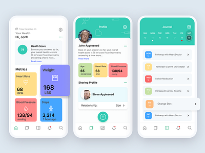 Petal Profile & Journal health interface iphone ui ux