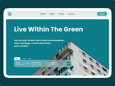 Real Estate Landing Page business website figma green landing page real estate ui uiux user interface ux web design website design