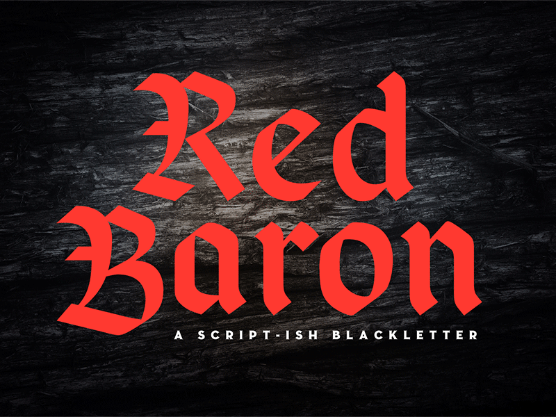 Red Baron blackletter font germanic gothic graphic design old english typefeace
