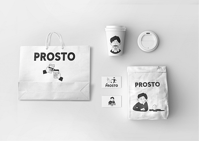 Brand identity of the coffee shop "PROSTO" branding graphic design logo