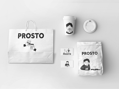 Brand identity of the coffee shop "PROSTO" branding graphic design logo