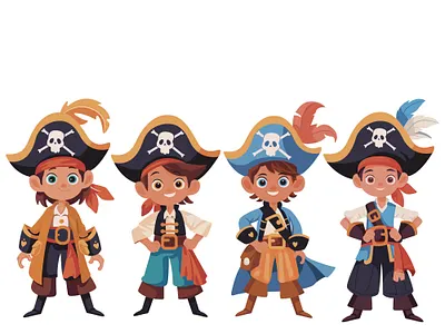 Pirates Boys Character Set Cartoon Clipart boys boys squad branding cartoon character set characters cute design graphic design illustration logo mascot pirates pirates boys pirates squad squads