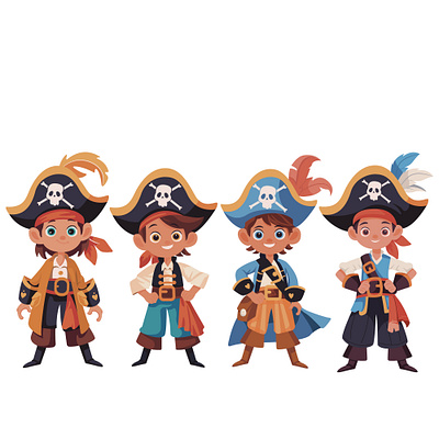 Pirates Boys Character Set Cartoon Clipart boys boys squad branding cartoon character set characters cute design graphic design illustration logo mascot pirates pirates boys pirates squad squads