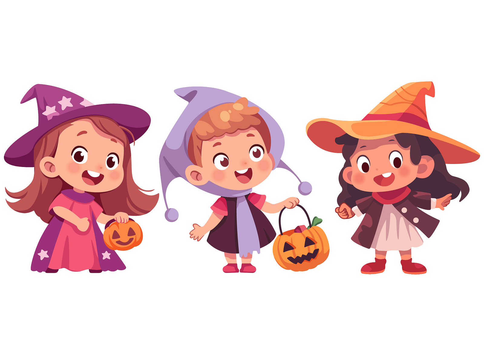 Halloween Girls Character Set Cartoon Clipart by alolieli on Dribbble