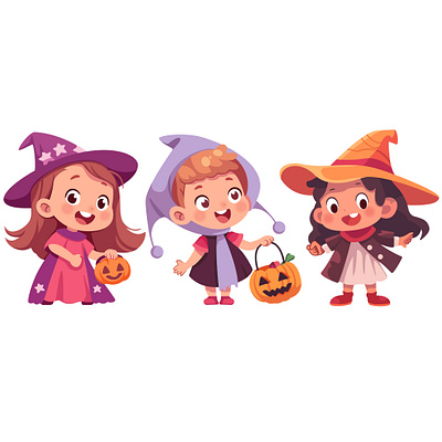 Halloween Girls Character Set Cartoon Clipart 3d animation branding cartoon characters clipart girls graphic design halloween halloween party halloween set logo trick or treat tricks or treats