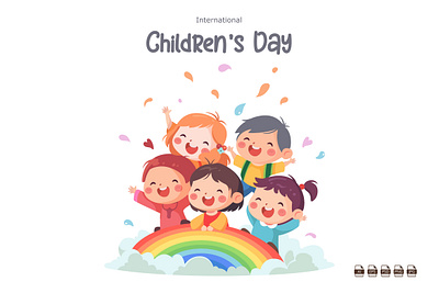 International Children's Day Cartoon Clipart 3d animation branding cartoon cartoons children clipart cliparts graphic design happy international childrens day kids logo