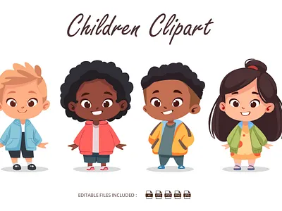 Children Character Set Cartoon Clipart bestfriend boys and girls branding cartoon childhood clipart cliparts cute design graphic design illustration logo mascot squads