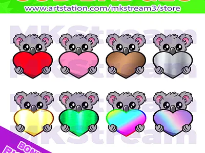 Twitch sub badges love koala pack animated emotes anime cute design emote emotes illustration koala koala emotes koala sub badges logo love koala sub badge sub badges twitch sub badges
