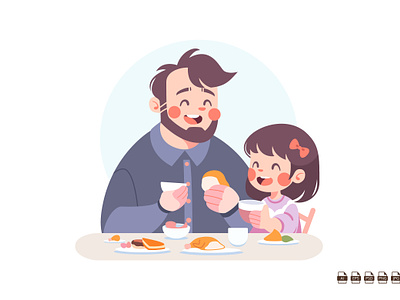 Father's Day Illustration Cartoon Clipart (Daughter Version) branding cartoon cartoons clipart cliparts cute dad dad and daughter daughter design father fathers day graphic design happy family happy fathers day illustration logo mascot smiling