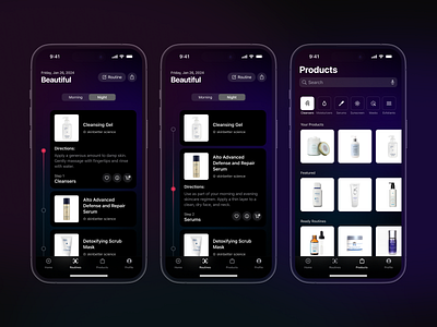 Skincare Routine UI/UX beautyindustry beautytech digitalhealth ecommerce healthyskin highqualityproducts innovativetechnology madiallen madisonallen mobileappdesign personalizedskincare productdesign skincareapp skincareroutine skintracking uiuxdesign userexperiencedesign userinterfacedesign