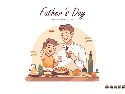 Father's Day Illustration Cartoon Clipart (Son Version) branding cartoon cartoons children clipart cliparts cute dad design father fathers day graphic design happy family happy fathers day illustration kid logo mascot smile son