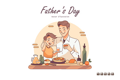 Father's Day Illustration Cartoon Clipart (Son Version) branding cartoon cartoons children clipart cliparts cute dad design father fathers day graphic design happy family happy fathers day illustration kid logo mascot smile son