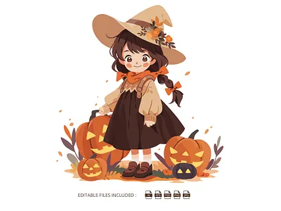 Smiley Halloween Girl Cartoon Clipart 3d animation branding cartoon cartoons clipart cliparts cute design girl graphic design halloween illustration logo mascot