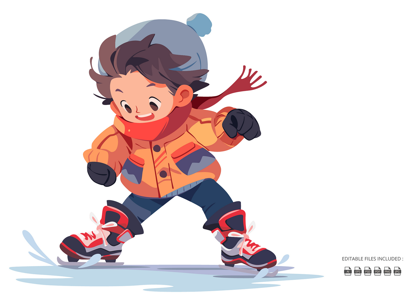 Ice Skating Boy Cartoon Clipart by alolieli on Dribbble