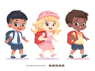 School Children Cartoon Clipart 3d animation branding cartoon cartoons children clipart cliparts cute design graphic design happy happy kids illustration kids logo mascot school