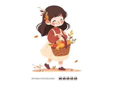 Harvesting Girl Cartoon Clipart 3d animation branding cartoon cartoons clipart cliparts cute design girl graphic design harvesting illustration logo mascot