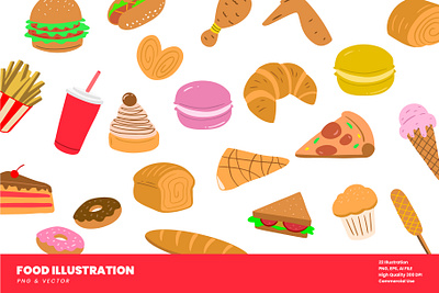 Food & Snack Illustration Vector food sticker