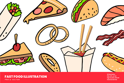 Fast Food Illustration Vector fast food food sticker