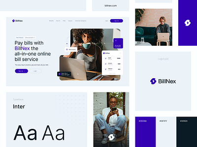 BillNex Brand Concept branding crypto finance graphic design logo purple ui uiux web design website