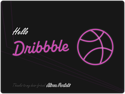 Hello Dribbble black dark debut debut shot design dribbble first first shot hello hello dribbble illustration logo minimal pink shot ui ux