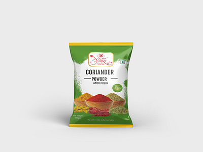 Coriander Powder Pouch Design branding coriander indian spices mockup pouch pouch packaging spices packaging