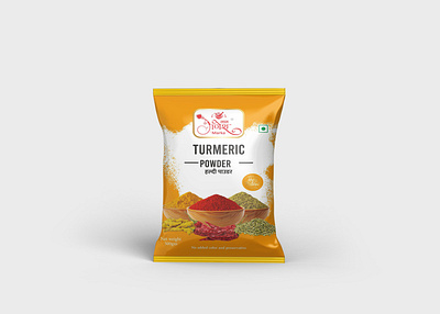 Turmeric Powder Pouch Design branding indian spices mockup design packaging packaign pouch pouch design pouch packaging product design spices turmeric