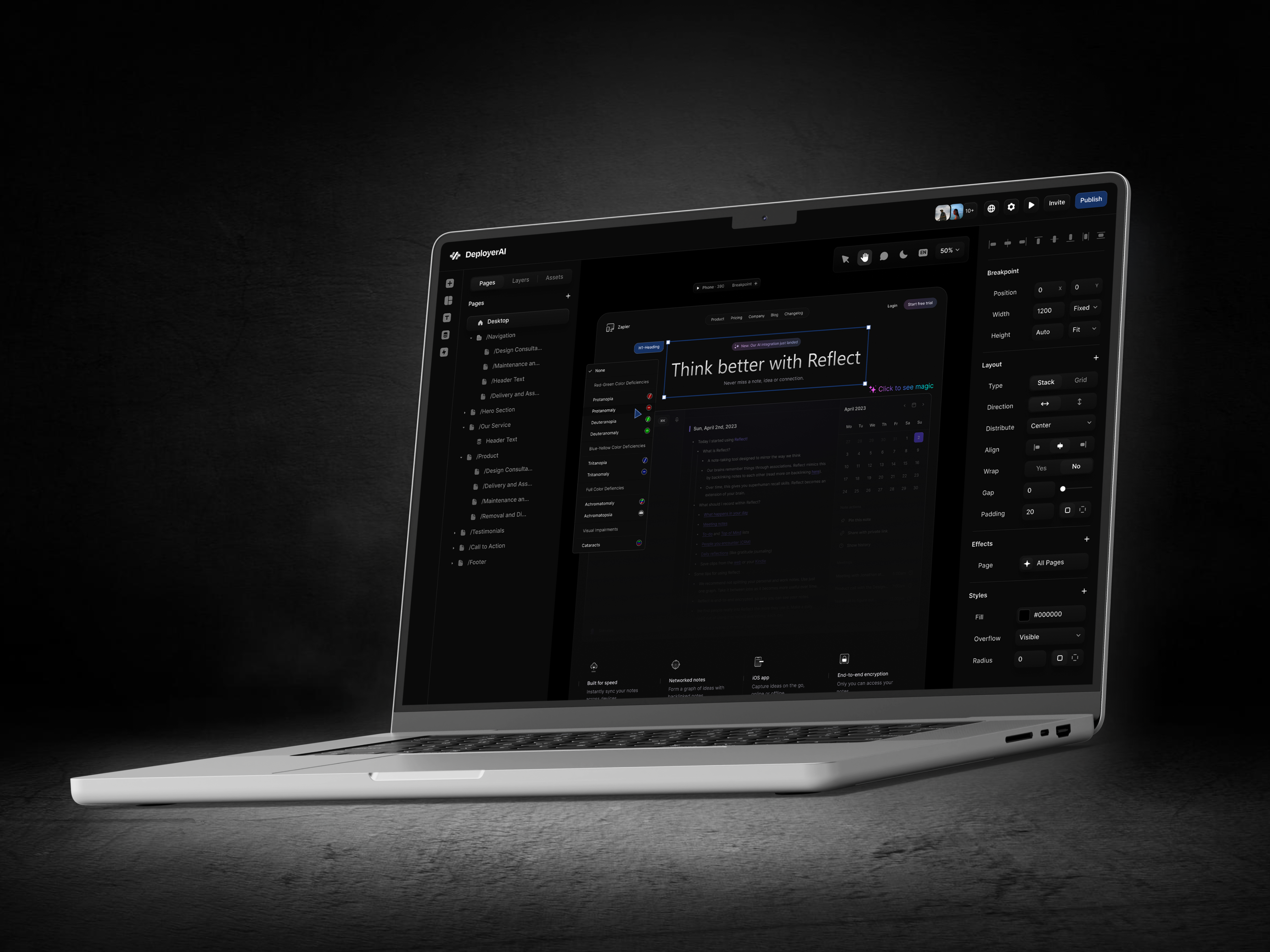 DeployerAI - Nocode Platform builder tool cms code dark theme dashboard dashboard no code elementor fintech low code no code no code development no code website software user interface web build web builder no code web design webflow website builder website builder tool