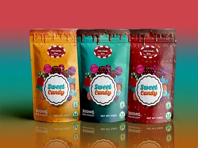 Sweet Candy pouch design bag cbd design graphic design hemp oil label packaging design pouch product