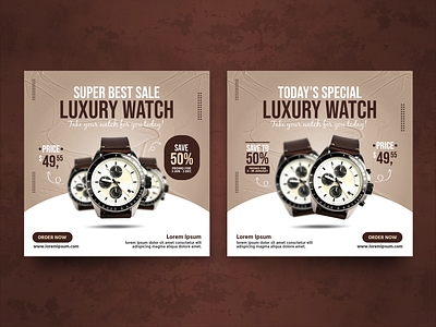 Social Media Banner For Luxury Watch Marketing ads company graphic design luxury marketing offer promotion sale social media banner watch