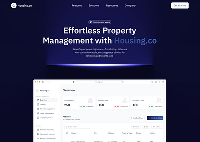 Housing.co landing Page effects gradients landing page property management real estate real estate saas saas landing page ui ux