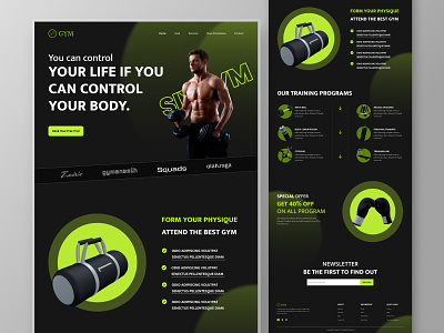 GYM- Workout Gym Landing Page branding crossfit fintness club fitness fitness club gym health healthy minimal muscle muscular nutrition sport training ui ux web website workout yoga
